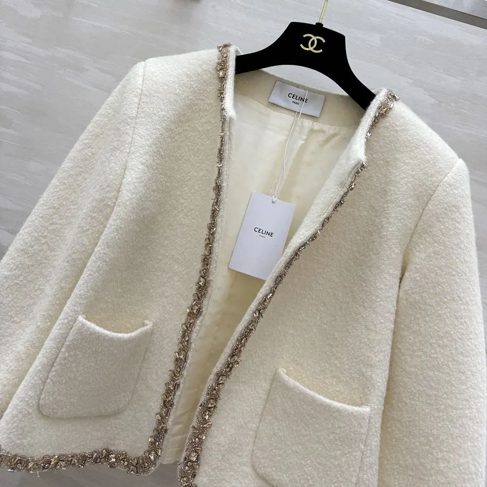 Celine Women Embroidered Chelsea Jacket in Silk Natté RV0OH0515