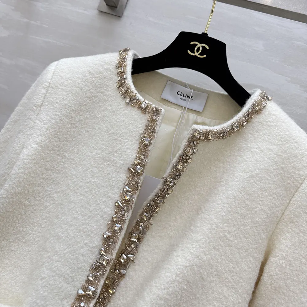 Celine Women Embroidered Chelsea Jacket in Silk Natté RV0OH0515