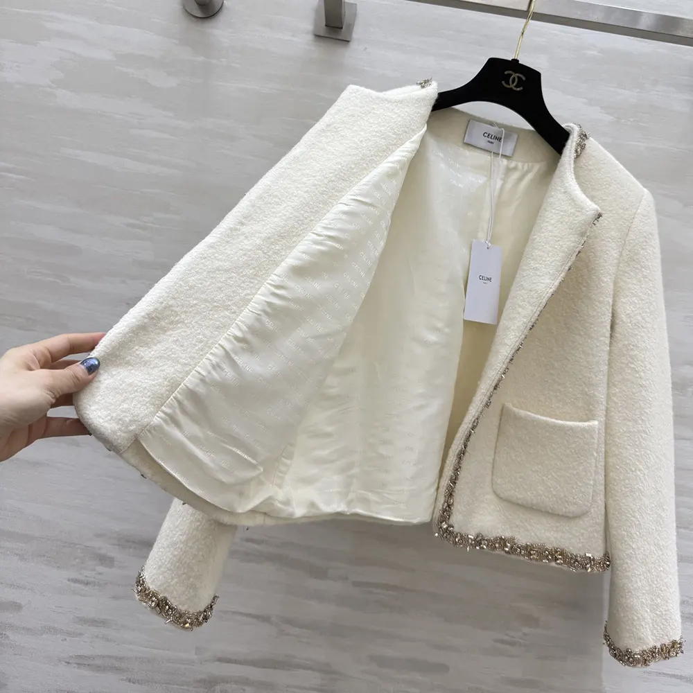 Celine Women Embroidered Chelsea Jacket in Silk Natté RV0OH0515