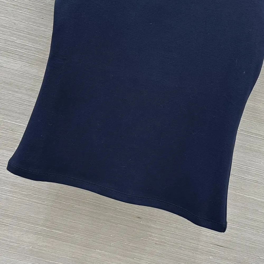 Celine Women Triomphe T-Shirt In Ribbed Cotton Jersey-Navy RX0IX1407