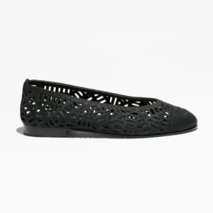 Chanel Women Ballet Flats Embroidered Cotton-Black G46984