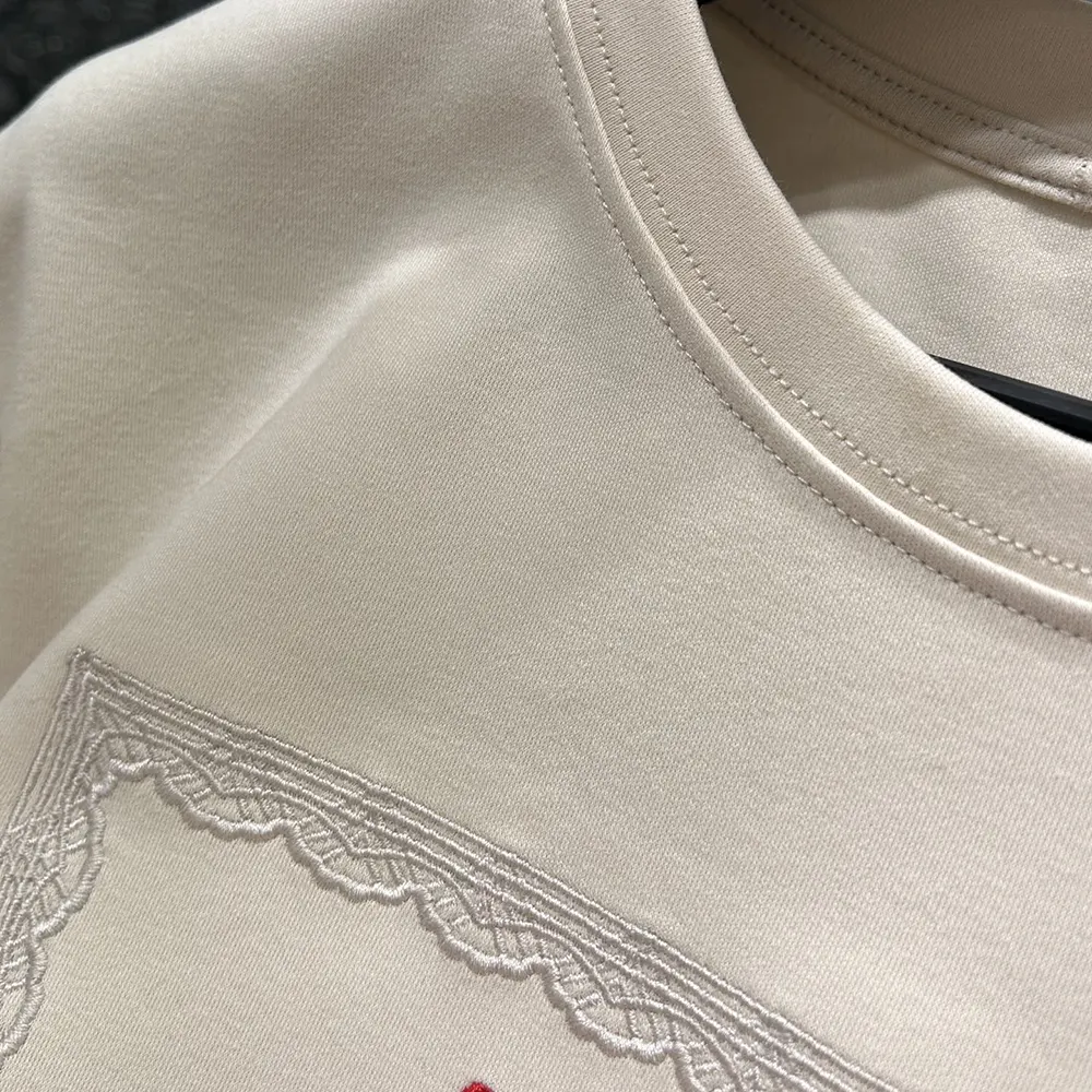 Dior Men Book Cover Oversized Cropped T-Shirt Beige and Red Cotton Jersey