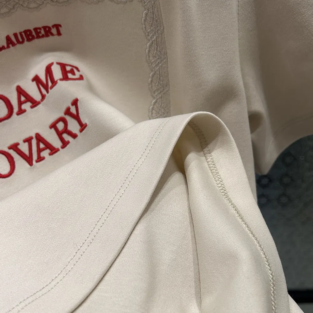 Dior Men Book Cover Oversized Cropped T-Shirt Beige and Red Cotton Jersey