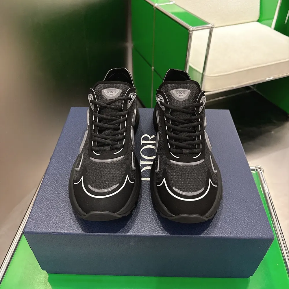 Dior Unisex B30 Countdown Tech Sneaker Black Semi-Transparent N3O Nylon 3SN342ABF