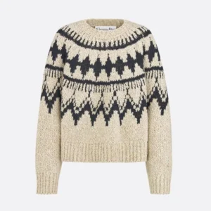 Dior Women DiorAlps Sweater Beige and Black Alpaca Wool and Cotton Knit
