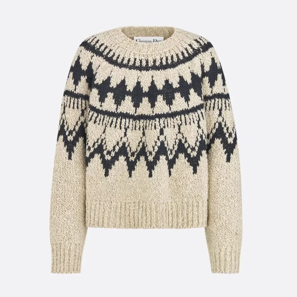 Dior Women DiorAlps Sweater Beige and Black Alpaca Wool and Cotton Knit