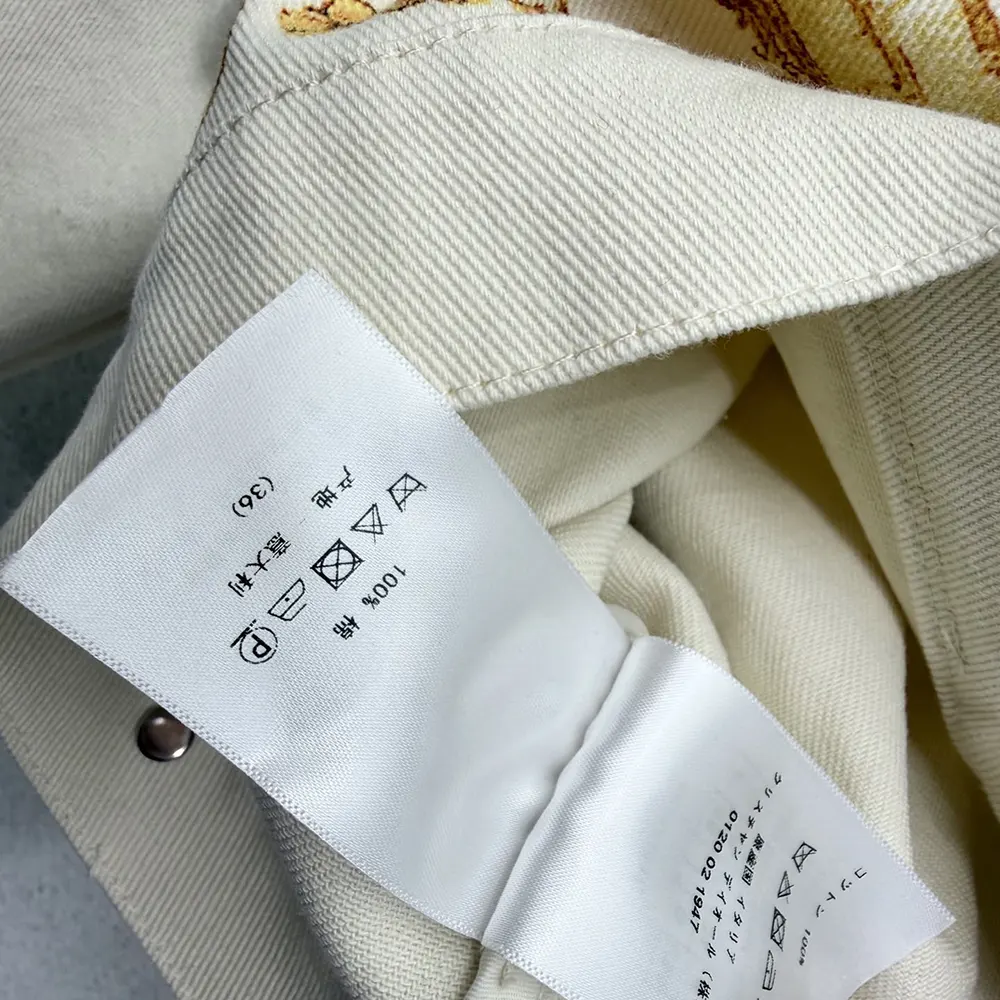 Jacket Ecru Cotton Denim with Gold-Tone Dioresque Stella Motif