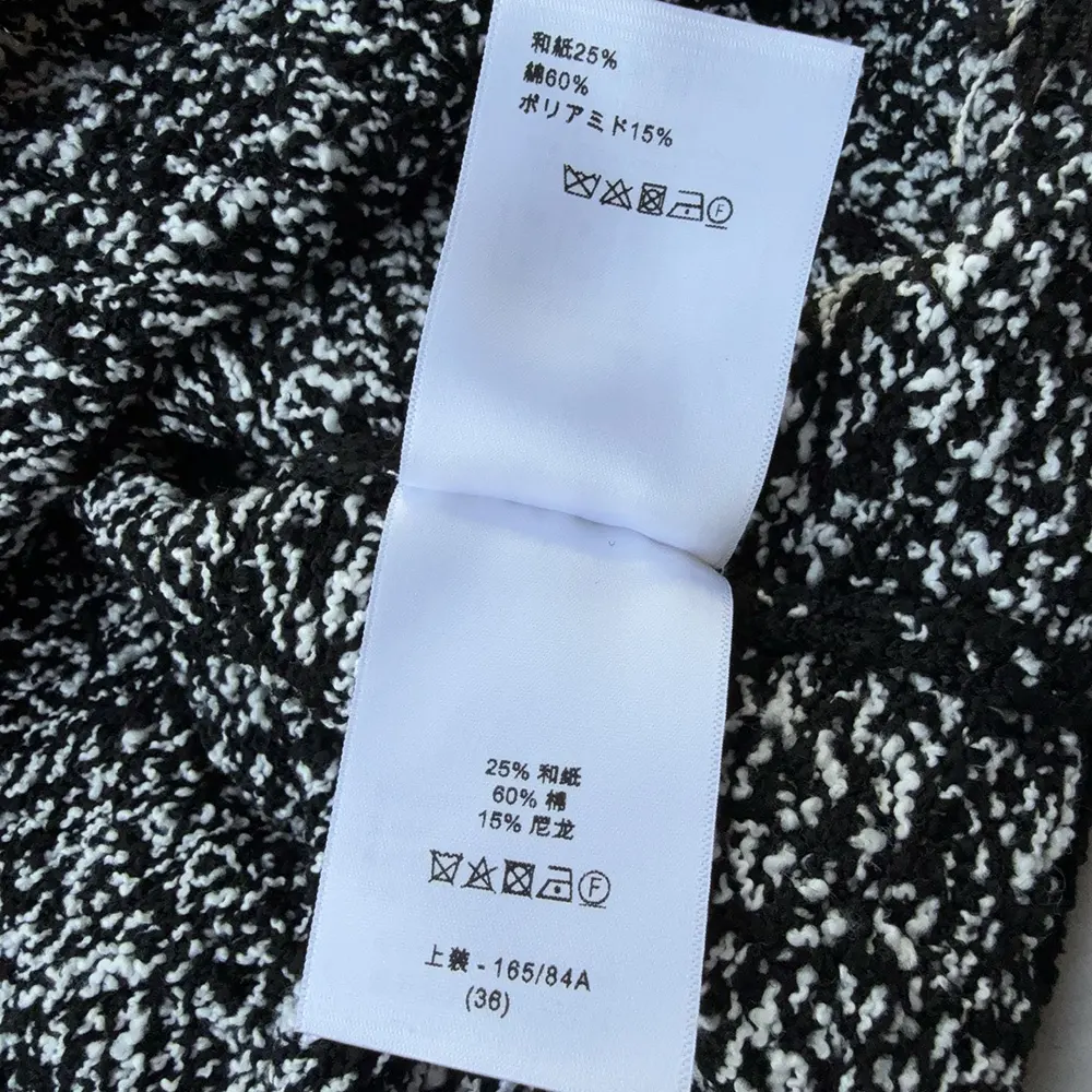 Dior Women Macrocannage Regular-Fit Jacket Black and White Cotton-Blend Tweed Knit