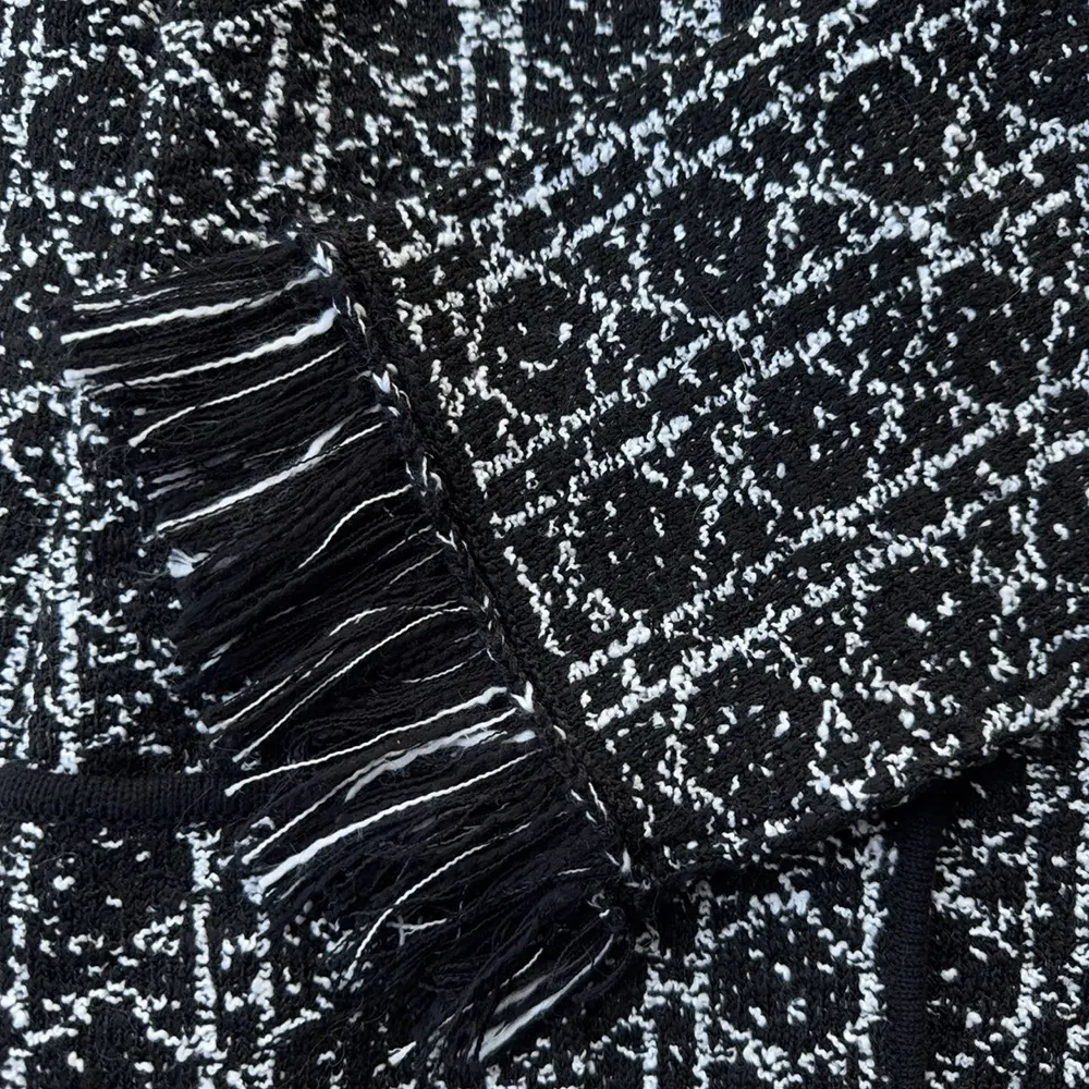 Dior Women Macrocannage Regular-Fit Jacket Black and White Cotton-Blend Tweed Knit