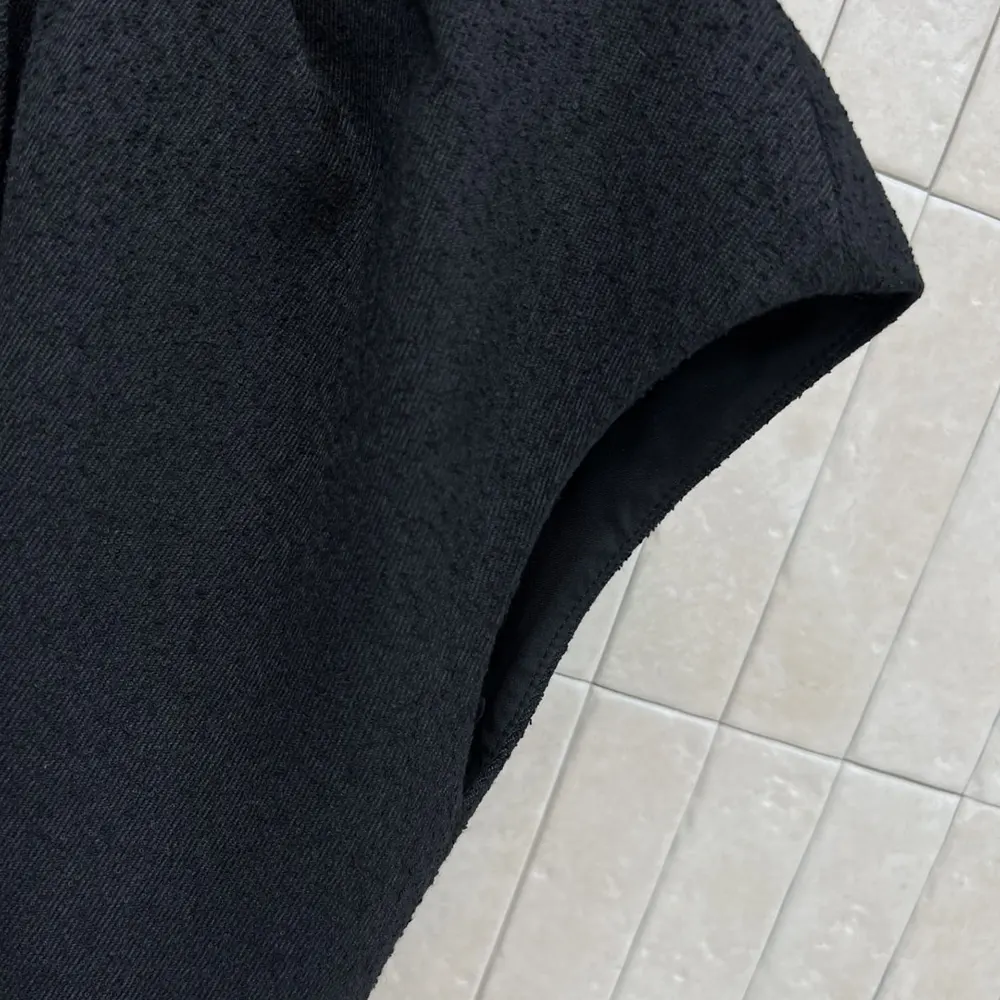 Dior Women Mid-Length Belted Dress Black Virgin Wool-Cotton-Blend Bouclé