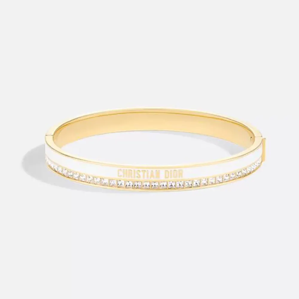 Dior Women Night Code Bangle Gold-Finish Metal White Crystals and White Lacquer