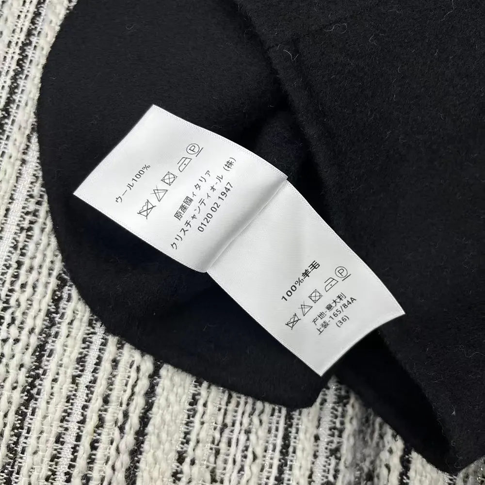 Dior Women Peacoat Black Double-Sided Virgin Wool-Angora-Blend Felt