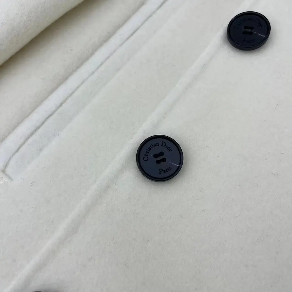 Dior Women Peacoat Ecru Double-Sided Virgin Wool-Angora-Blend Felt