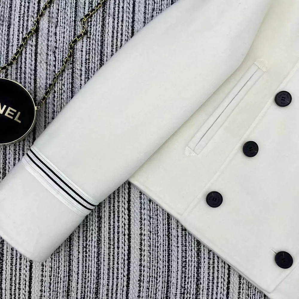 Dior Women Peacoat Ecru Double-Sided Virgin Wool-Angora-Blend Felt