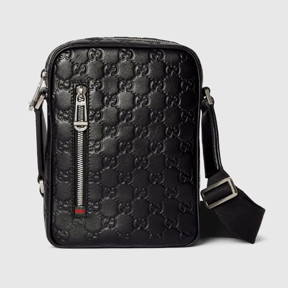 Gucci Men GG Emblem Small Crossbody Bag-Black 850238AAFOM
