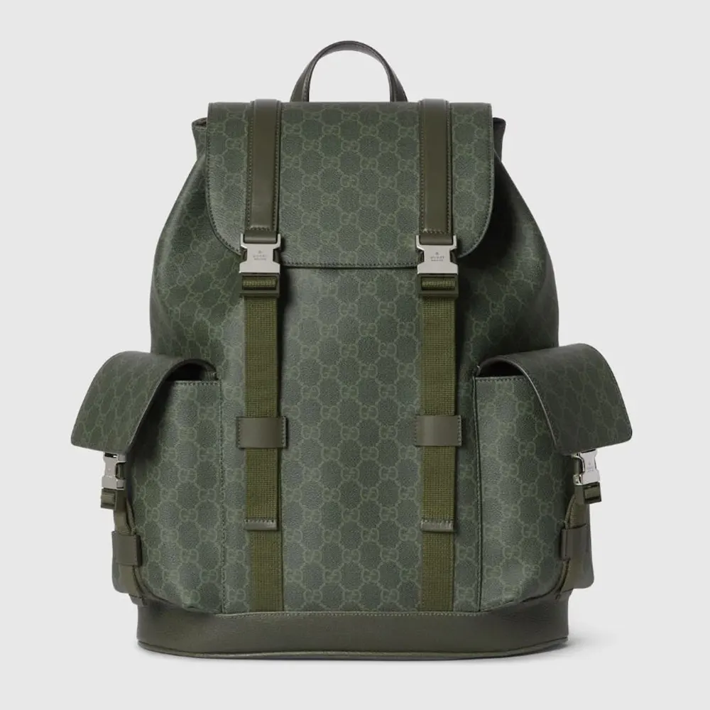 Gucci Unisex GG Monogram Large Backpack-Dark Green 792080FAFAJ