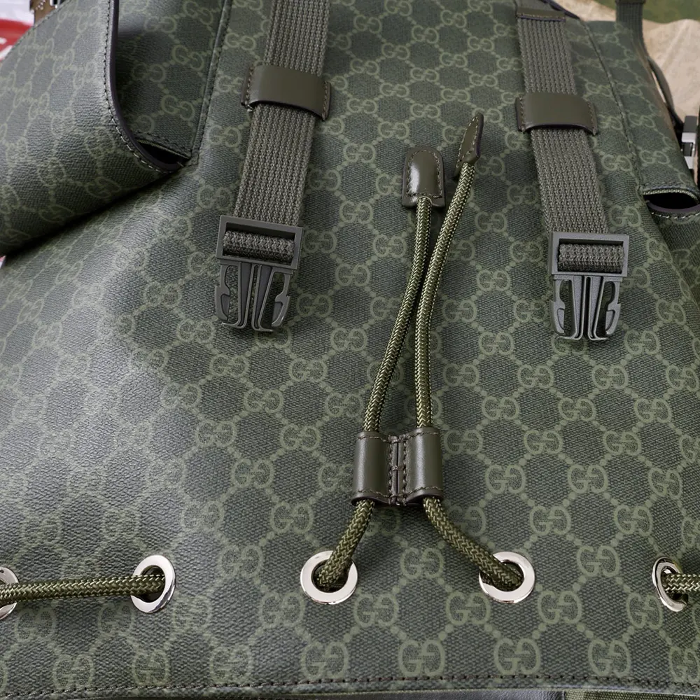 Gucci Unisex GG Monogram Large Backpack-Dark Green 792080FAFAJ
