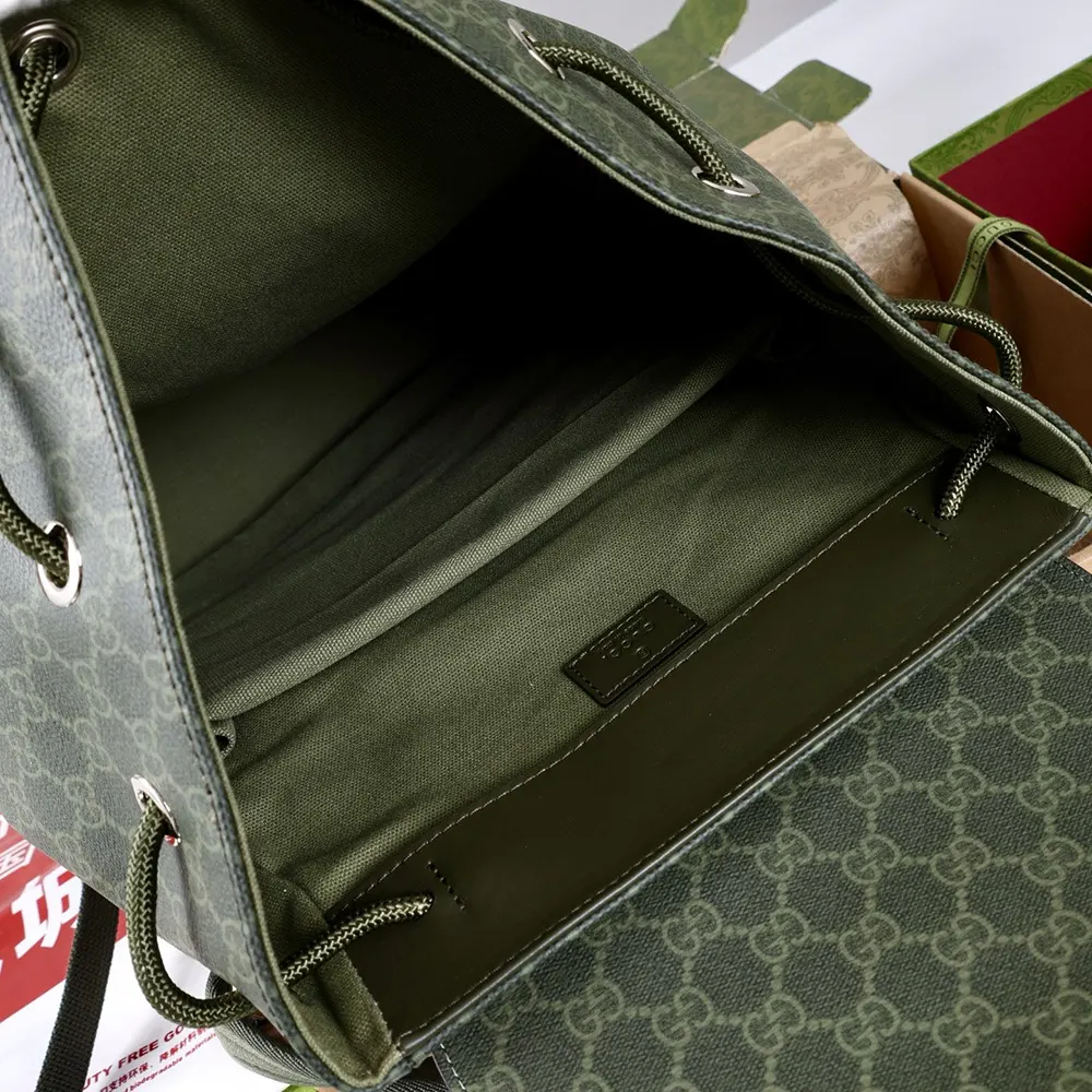 Gucci Unisex GG Monogram Large Backpack-Dark Green 792080FAFAJ