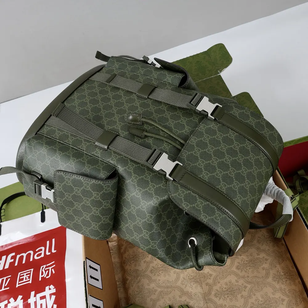 Gucci Unisex GG Monogram Large Backpack-Dark Green 792080FAFAJ
