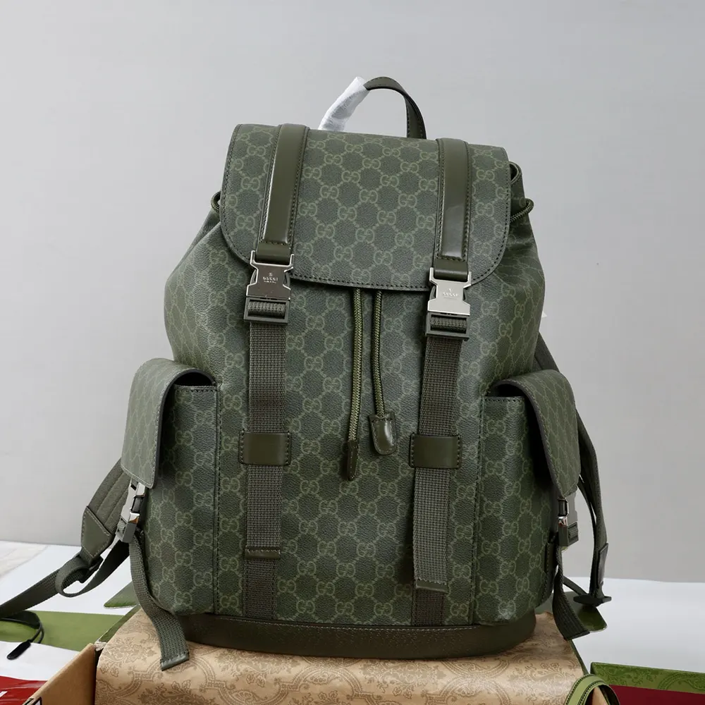 Gucci Unisex GG Monogram Large Backpack-Dark Green 792080FAFAJ