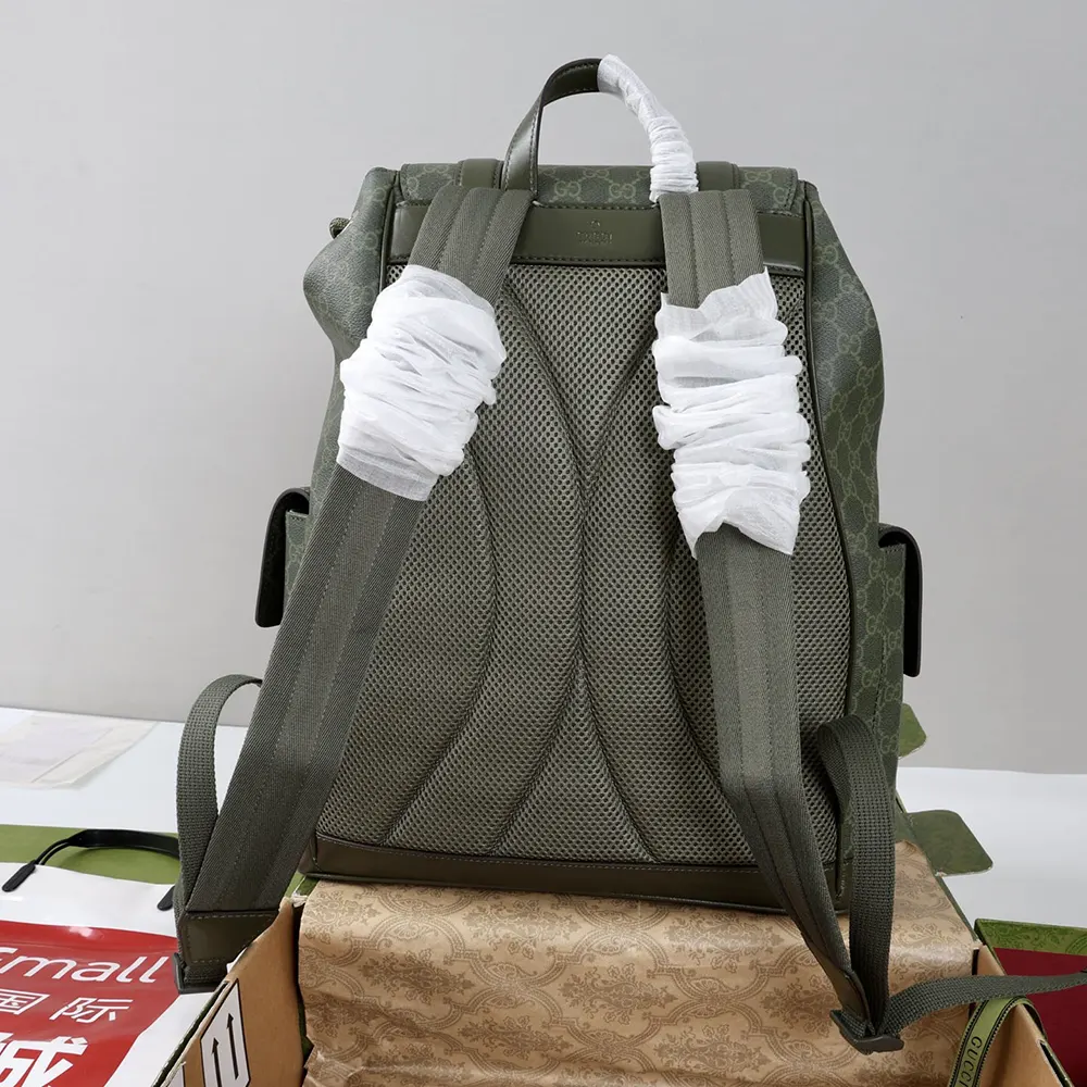 Gucci Unisex GG Monogram Large Backpack-Dark Green 792080FAFAJ