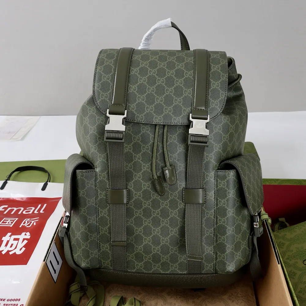 Gucci Unisex GG Monogram Large Backpack-Dark Green 792080FAFAJ - Image 2