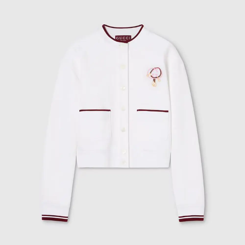 Gucci Women Cotton Jersey Cardigan With Embroidery 853419XJHMT