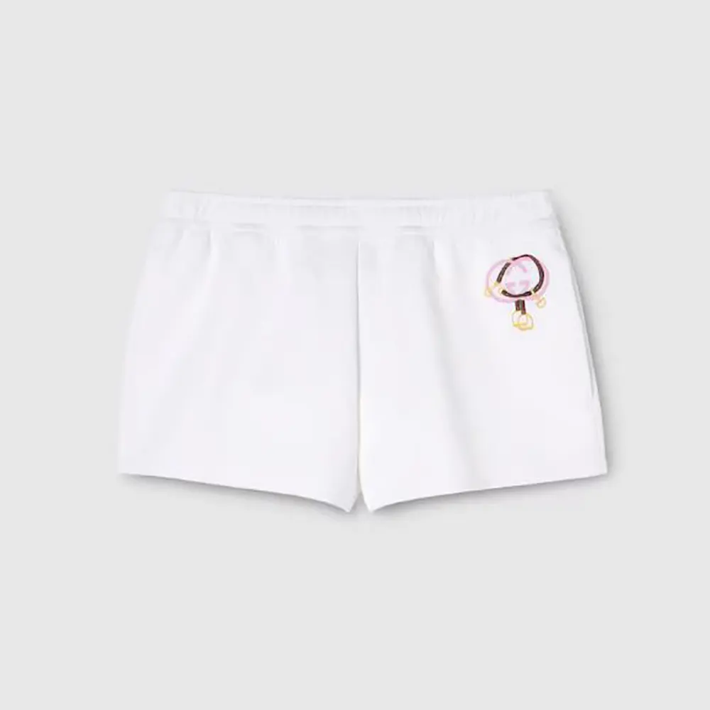 Gucci Women Cotton Jersey Shorts With Embroidery 853459XJHMT