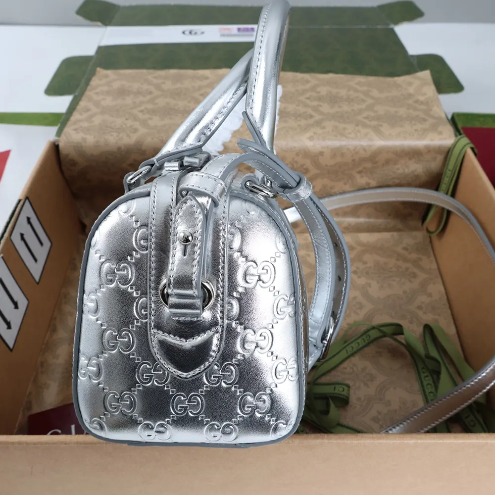 Gucci Women GG Emblem Small Boston Bag 848889FAFEW - Image 7