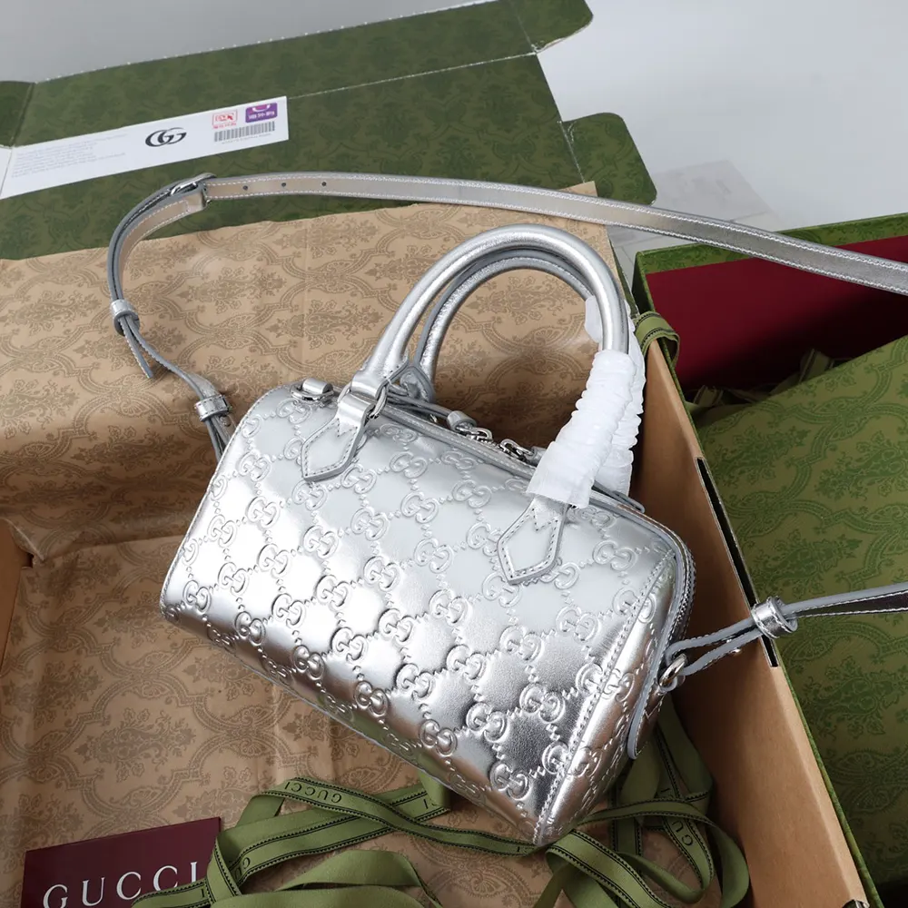 Gucci Women GG Emblem Small Boston Bag 848889FAFEW - Image 4