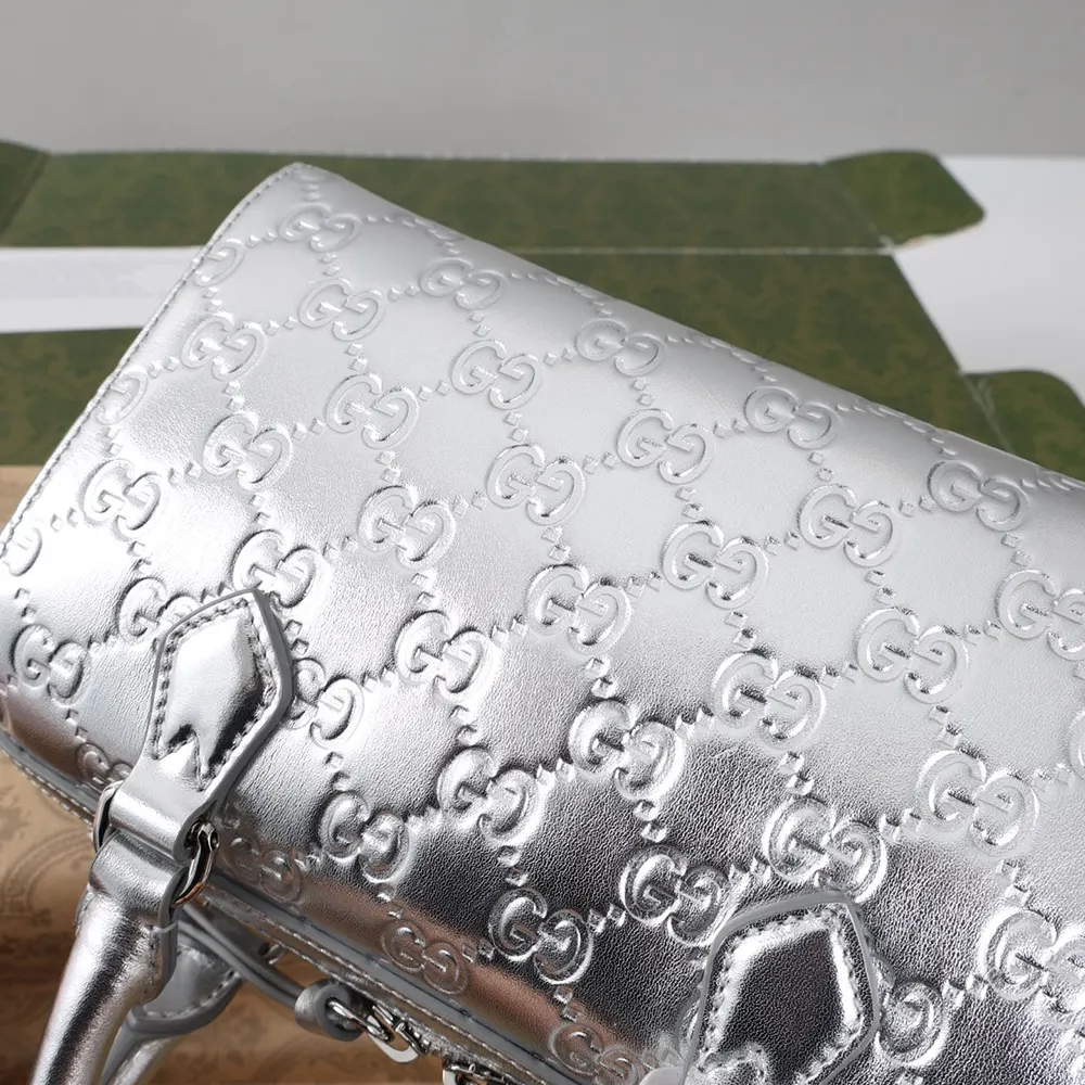 Gucci Women GG Emblem Small Boston Bag 848889FAFEW - Image 10