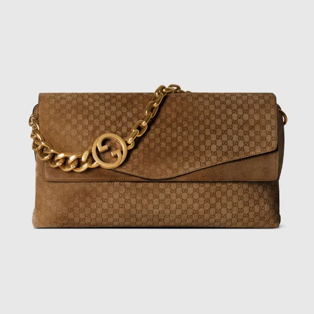 Gucci Women Large Shoulder Bag With Chain-Brown ‎857362AAF0P