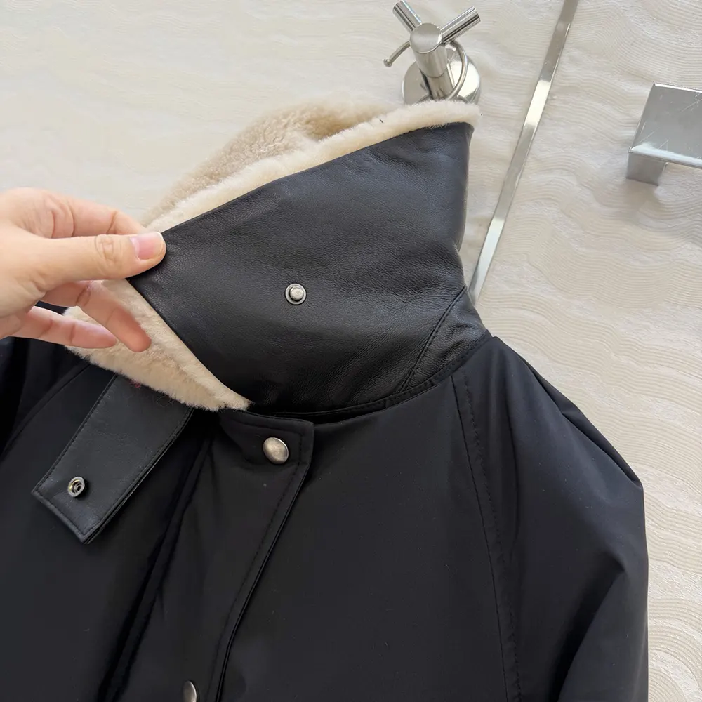 Loewe Women Puffer in Shearling and Cotton Blend-Black S359Y02XFX