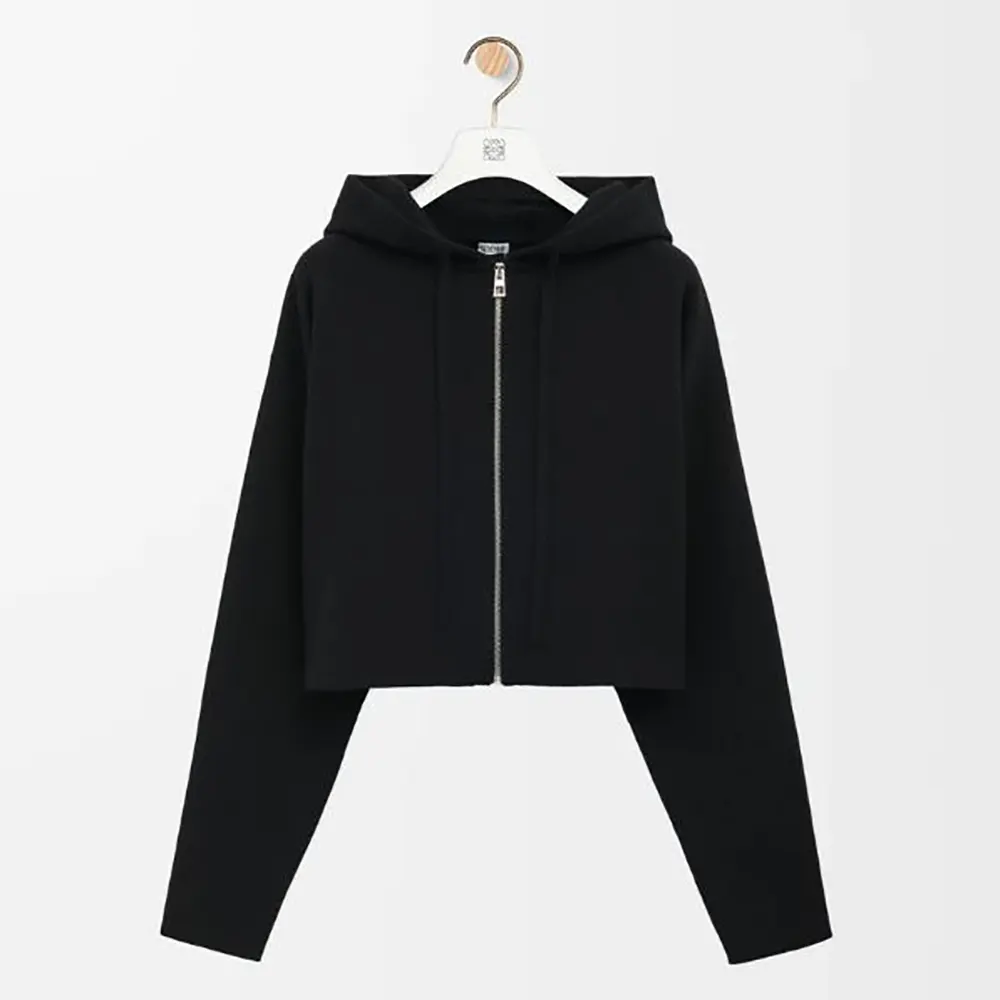 Loewe Men Anagram Zip-up Hoodie in Wool-Black S359Y16K42
