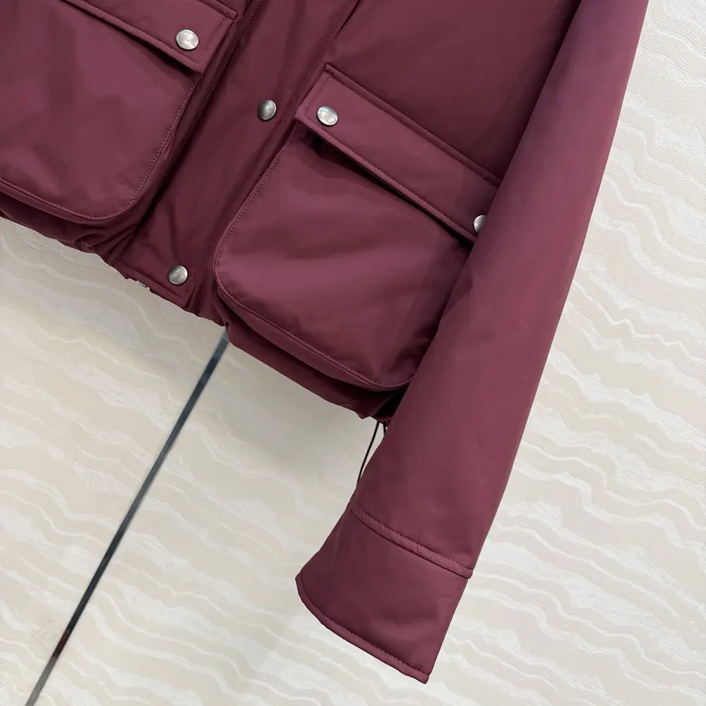 Loewe Women Puffer in Shearling and Cotton Blend-Burgundy S359Y02XFX