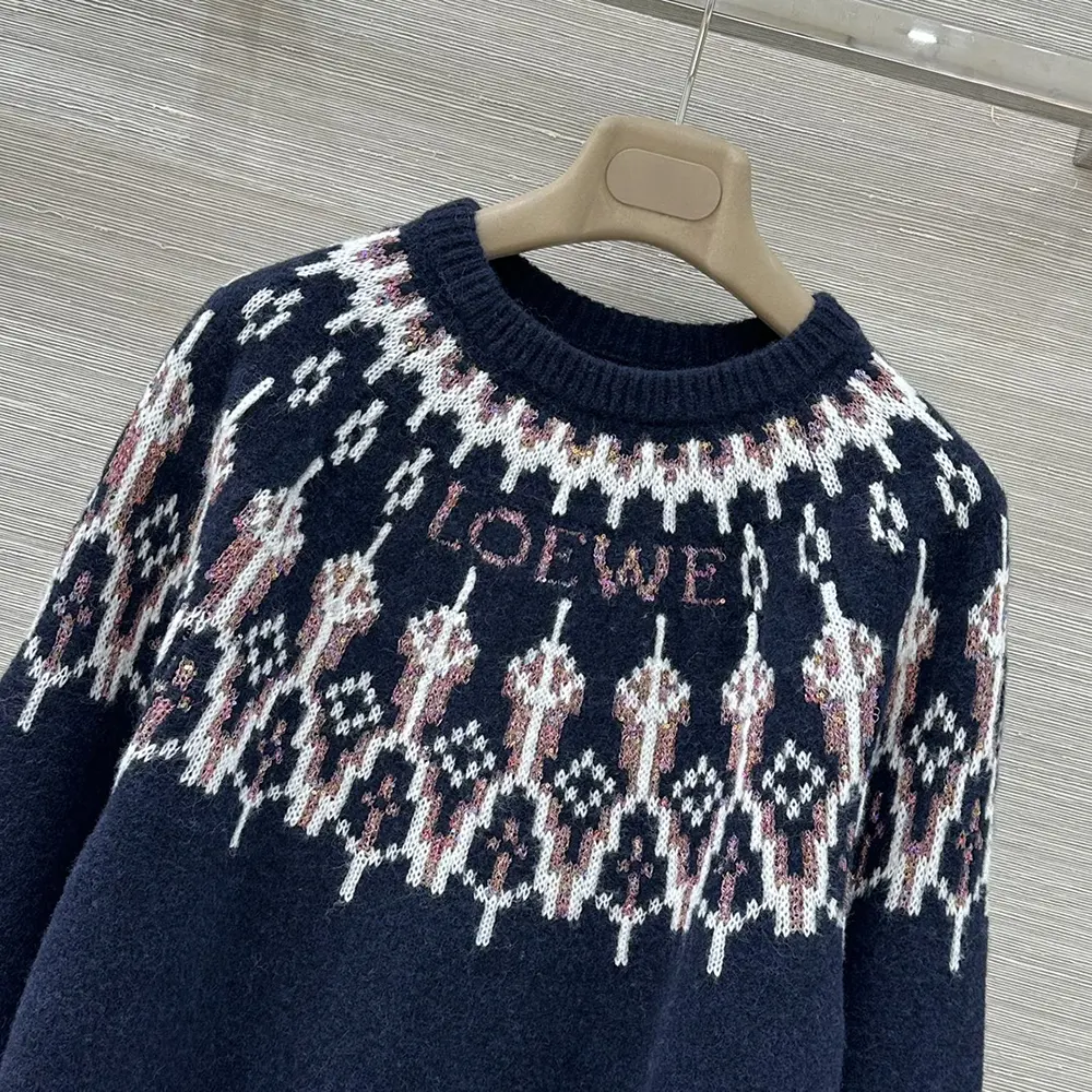 Loewe Women Sweater in Wool Blend-Navy S359Y14KIB