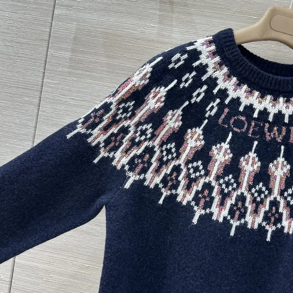 Loewe Women Sweater in Wool Blend-Navy S359Y14KIB