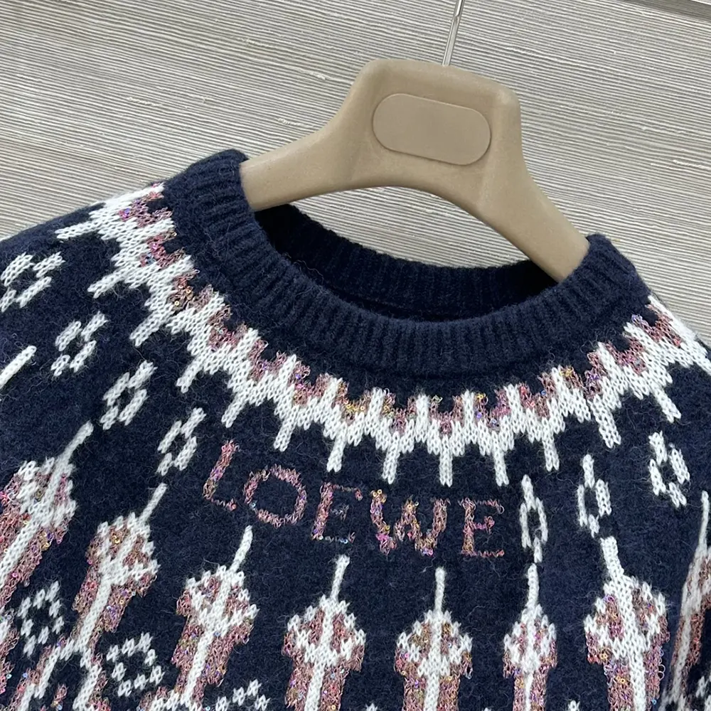 Loewe Women Sweater in Wool Blend-Navy S359Y14KIB