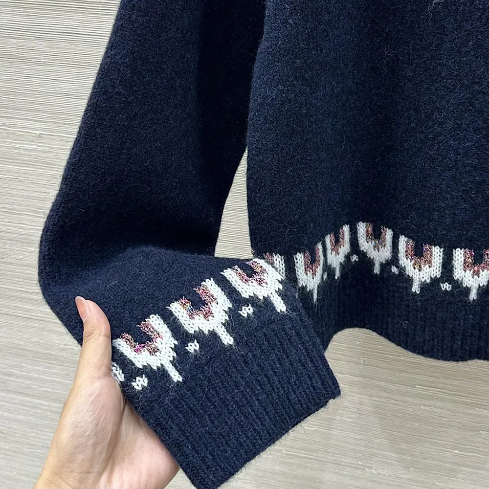 Loewe Women Sweater in Wool Blend-Navy S359Y14KIB