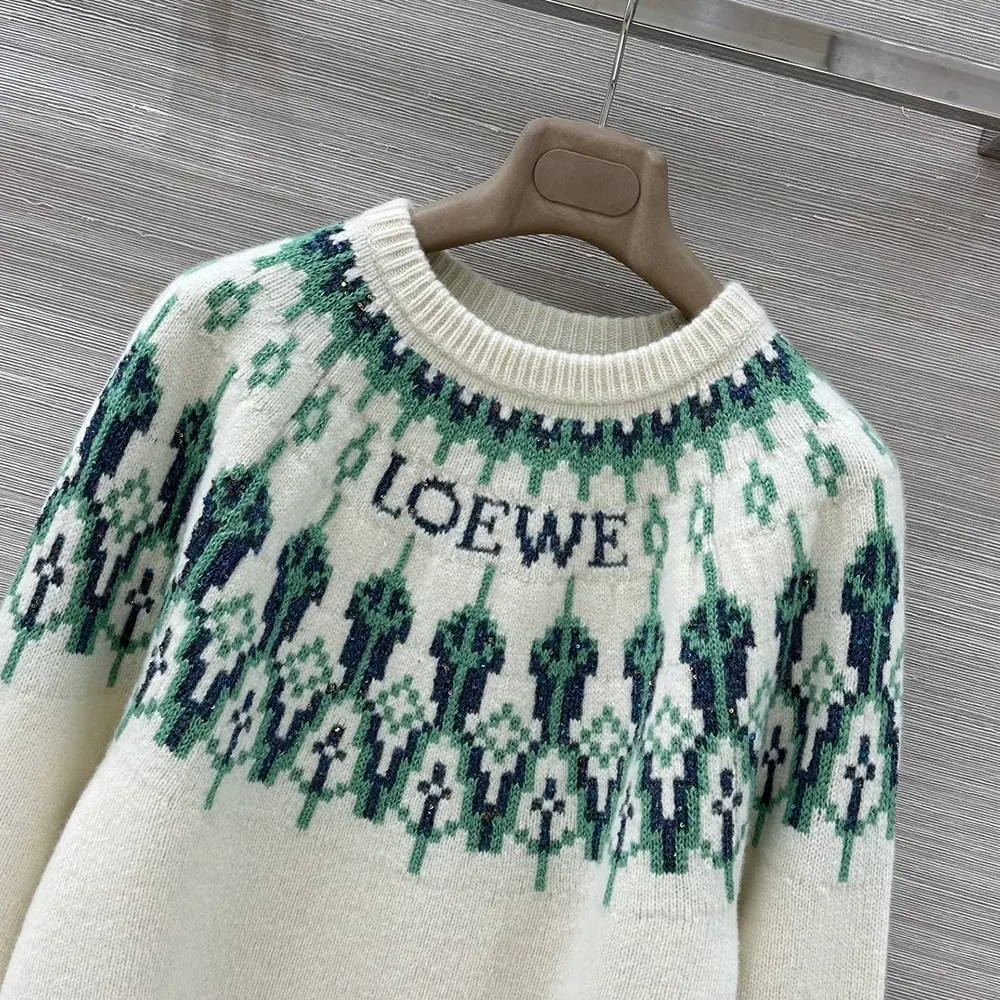 Loewe Women Sweater in Wool Blend-White S359Y14KIB