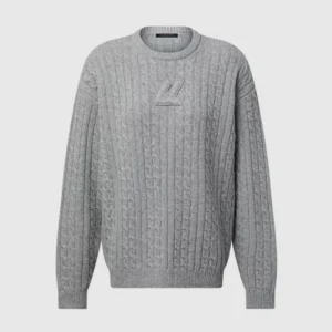 Louis Vuitton Men Signature Cable Knit Pullover-Grey 1AJFSI
