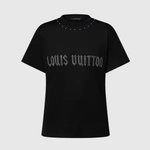 Louis Vuitton Women Signature Stud T-Shirt-Black 1AJENW