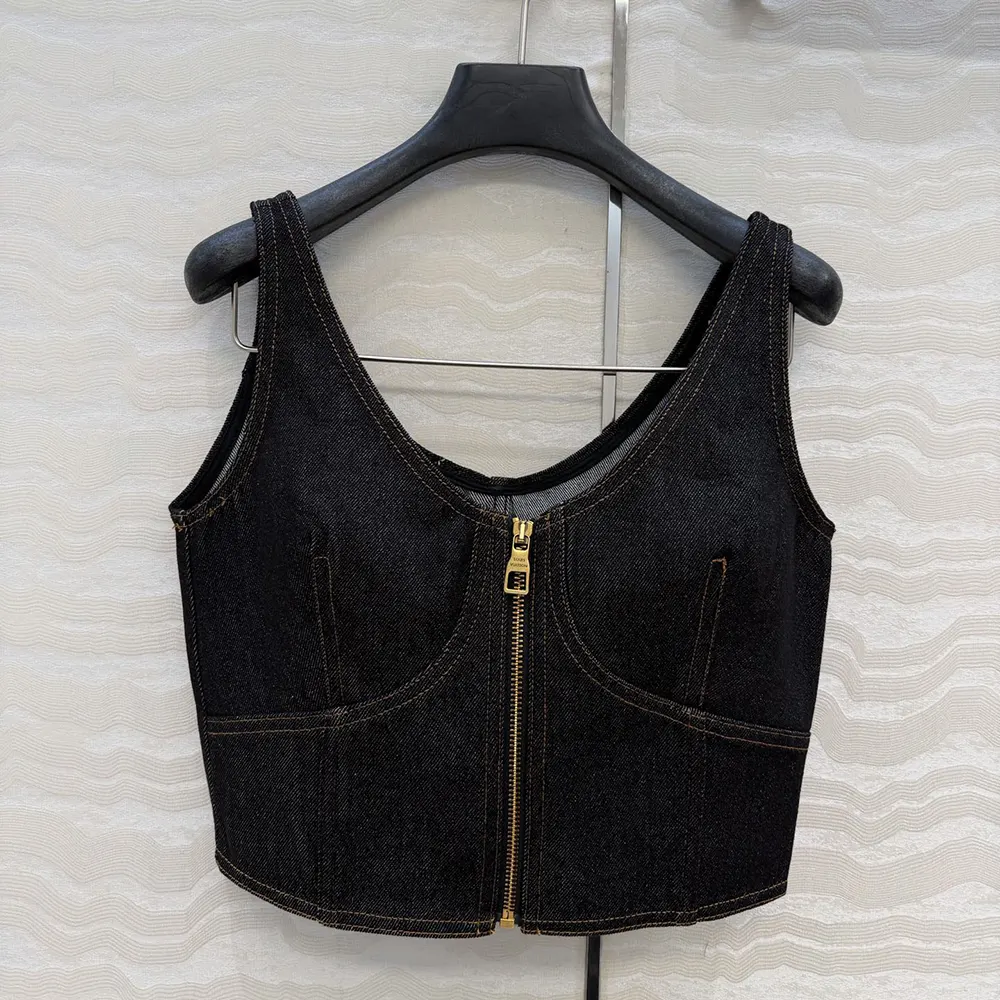 Louis Vuitton Women Topstitched Denim Crop Top 1AJHJZ