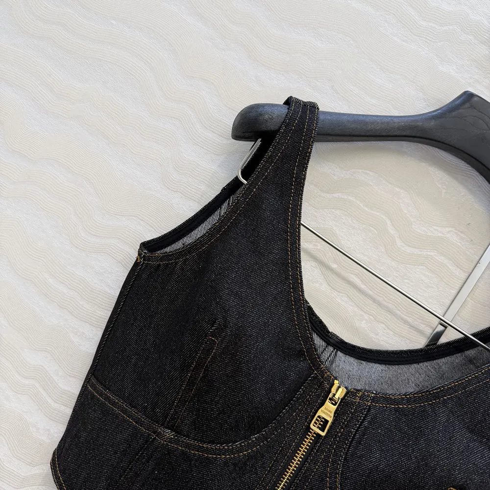 Louis Vuitton Women Topstitched Denim Crop Top 1AJHJZ