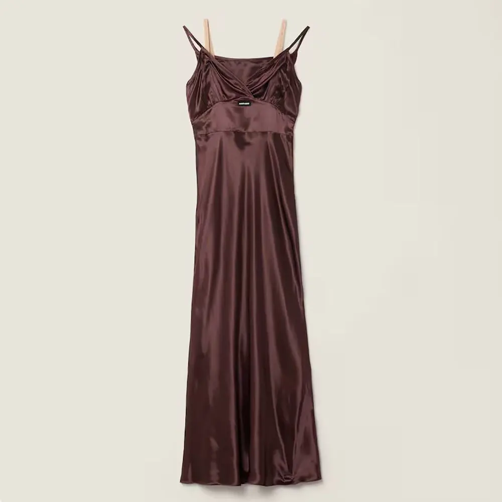 Miu Miu Women Long Satin Dress-Brown MF606415ZCF0324