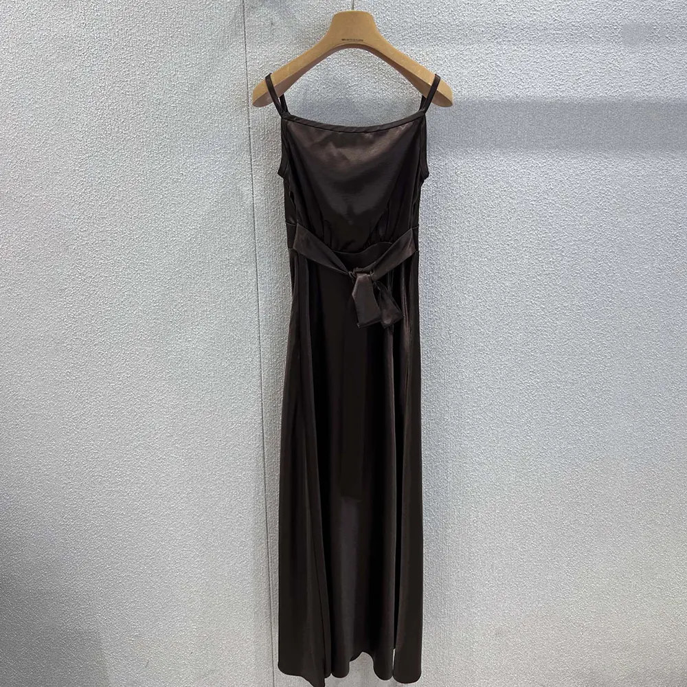 Miu Miu Women Long Satin Dress-Brown MF606415ZCF0324