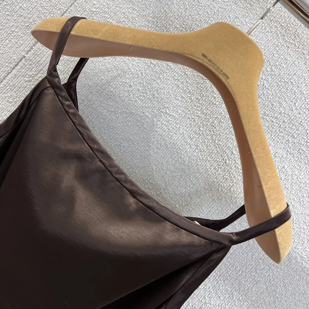 Miu Miu Women Long Satin Dress-Brown MF606415ZCF0324