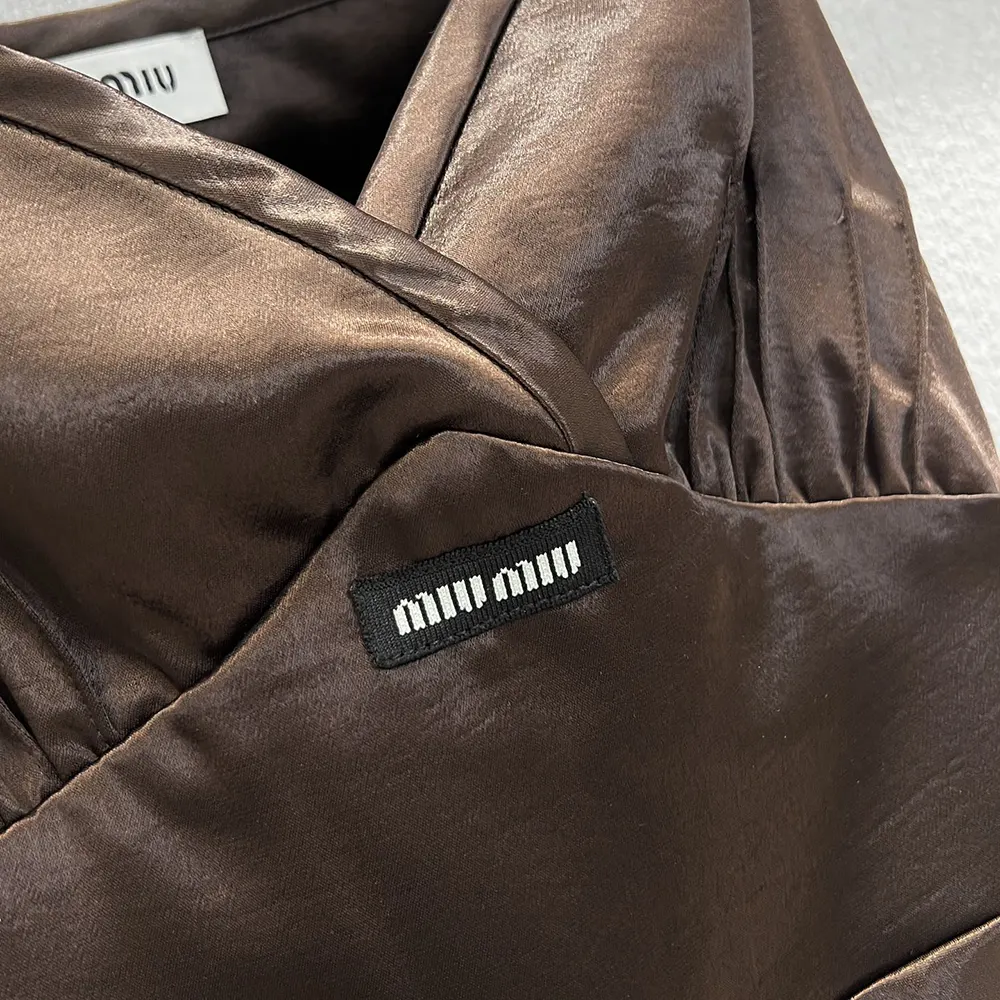 Miu Miu Women Long Satin Dress-Brown MF606415ZCF0324