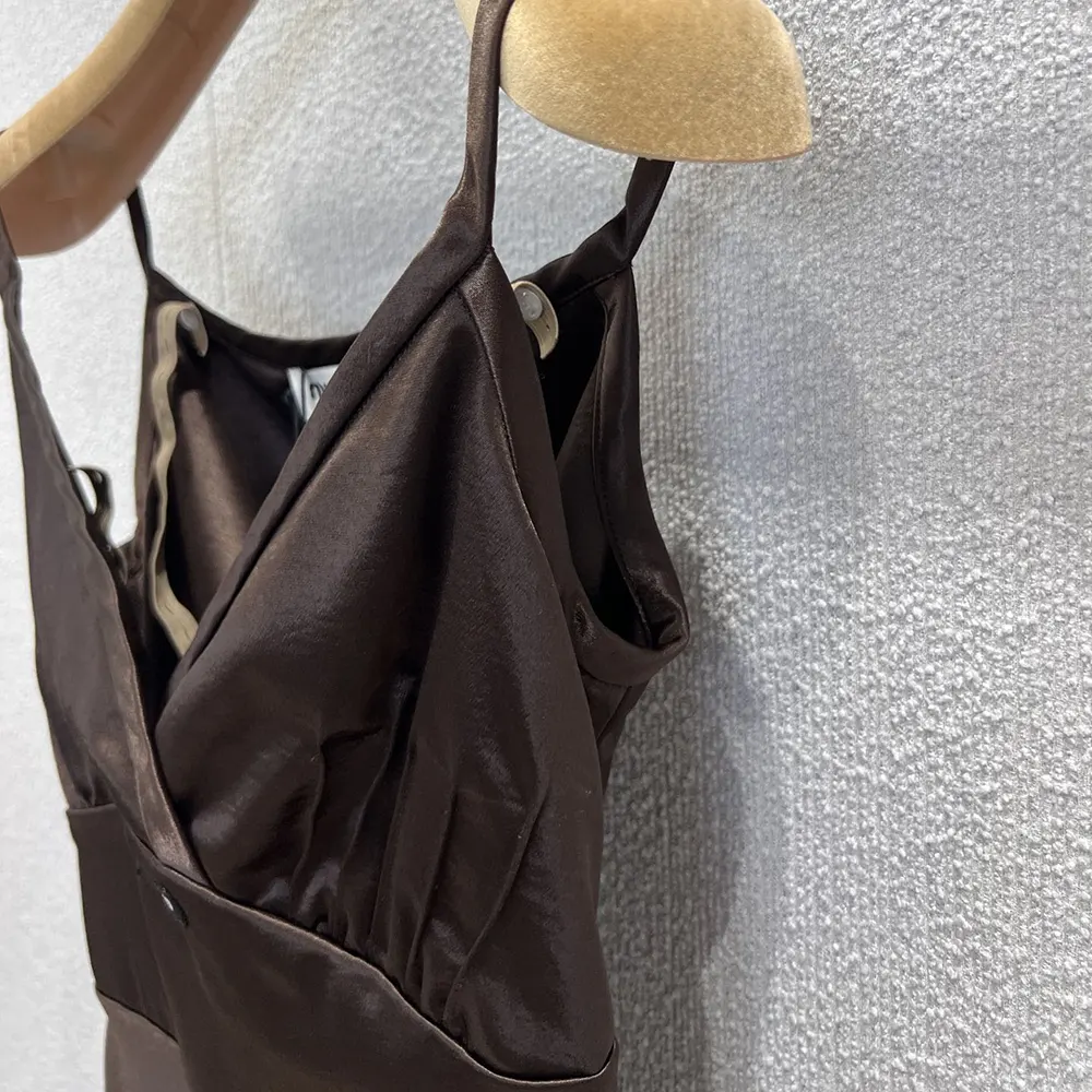 Miu Miu Women Long Satin Dress-Brown MF606415ZCF0324