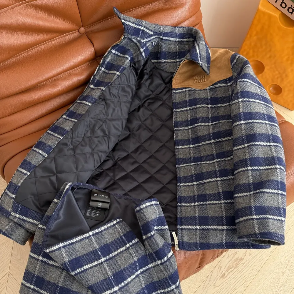 Miu Miu Women Checked Blouson Jacket ML139518JJF0GBN